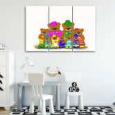 Leinwandbild 3-teilig, Bunte Teddybären 