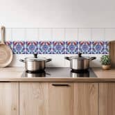 Fliesenaufkleber Orientalischer Blumenkranz - Blau - 12er Set 