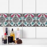 Fliesenaufkleber Orientalischer Blumenkranz - 12er Set 