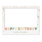 Fotorahmen Happy Birthday mit Konfetti quer - personalisierbar 