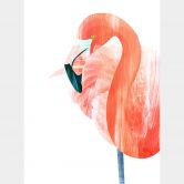 Fototapet Goed Blauw - Pink Flamingo 