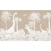 Fototapete Dinosaurier im wilden Dschungel - Braun - Kikki Belle 