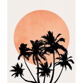 Wall Mural Palm trees in front of the orange sun - Kubistika 