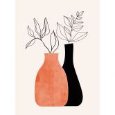Wall Mural Vases in black and orange - Kubistika 