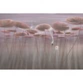Natuur Fotobehang lotusbloemen met zwaan in het water in donkerroze - Ms Tiff 