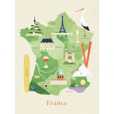 Fototapete Karte von Frankreich - Rivers 