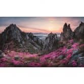 Fototapete Seo - Felsige Landschaft im Sonnenuntergang 