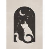 Papier peint photo Deux chats au clair de lune | motif animalier pour la chambre - Tunaboylu 