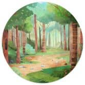 Fototapete Grüner Waldweg - DigitalArtsi - Rund - Selbstklebend/Vlies 