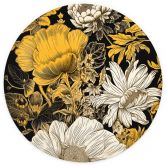 Papier peint photo rond Splendeur des fleurs en ocre - Jaszke - papier peint intissé/papier peint intissé autocollant 