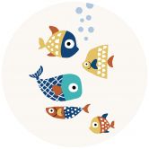 Round wall mural Kubistika - Colorful Fish - non self-adhesive/self-adhesive wallpapers 