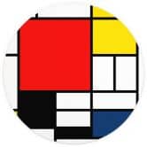 Behangcirkel Mondriaan - Compositie met Rood Geel Blauw en Zwart - vliesbehang/zelfklevend vliesbehang 