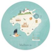 Fototapete Karte von Mallorca Rund - Rivers - Selbstklebend/Vlies 