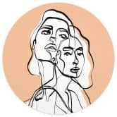 Fototapete Line Art Porträt von zwei Frauen - Treechild - Rund - Selbstklebend/Vlies 