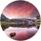 Round wall mural Cuadrado - Dawn at Los Lagos - non self-adhesive/self-adhesive wallpapers 