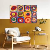 Glasbild Kandinsky - Farbstudie: Quadrate und konzentrische Ringe 