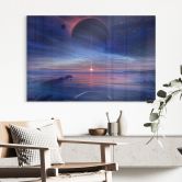 Glasbild Landschaft mit Erde und Galaxie - Aenami 