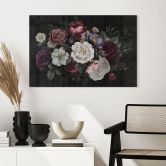 Glas billede Blomster stilleben i Redouté stil - Bloomery Decor 