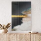 Glasbild Pinselstriche Gold und Schwarz - Haniff 