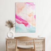 Glasbild Pinselstriche Pink und Türkis - Haniff 