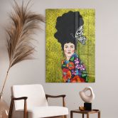 Glasbild Frau mit Schmetterling im Haar - Hülya 