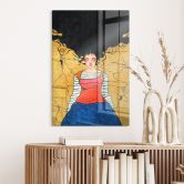 Glasbild Träumerin im goldenen Licht - Hülya 