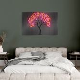Glasbild Baum mit roten Herzen | Neon Pop Art - Mielu 