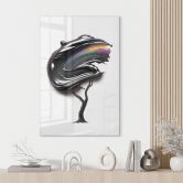 Glasbild Baum mit schwarzer 3D-Krone - Mielu 