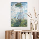 Glasbild Monet - Frau mit Sonnenschirm - Madame Monet und ihr Sohn 