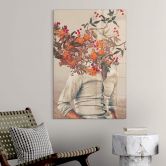 Glasbild Moth - Mann mit Blumen - Surreale Kunst 
