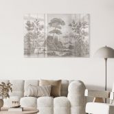 Glasbild Landschaft mit Gartenlandschaft in Beige - Ms Tiff 