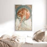 Glasbild Kunstdruck Mucha - Vier Künste: Die Poesie 