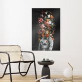 Glasbild Astronaut mit Blumen-Arrangement - Nicebleed 