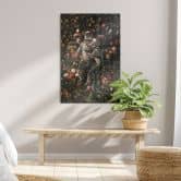 Glasbild Astronauten auf einer Blumenwiese - Nicebleed 