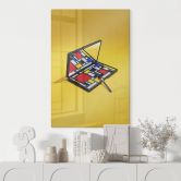 Glasbild Make-Up Palette im Stil von Piet Mondrian - Pozdniakov 