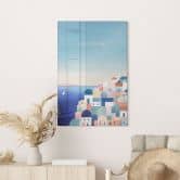 Glasbild Häuser von Santorini - Rivers 