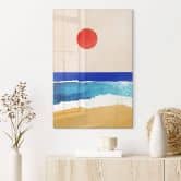Glasbild Ruhiger Strand bei Sonnenuntergang - Rivers 