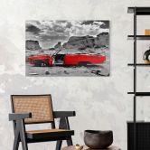 Glasbild Roter Cadillac 