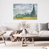 Glasschilderij van Gogh - Korenveld met cipressen 