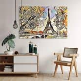 Glasbild Zamart - Kandinsky trifft Paris Eifelturm 