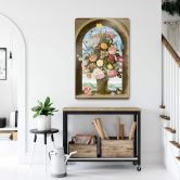 Glasbild Bosschaert - Blumenvase in einer Fensternische 