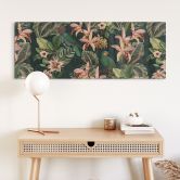 Tableau en verre Jungle avec perroquets Vert nuit - Bloomery Decor - Panorama 