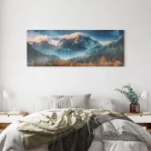 Glasbild Herbstliche Landschaft am Gipfel Triglav in den Julischen Alpen - Panorama 