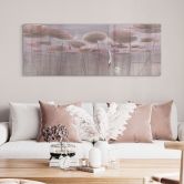 Glasbild Lotusblumen mit Schwan im Wasser in Altrosa - Ms Tiff - Panorama 