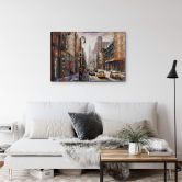 Glasbild Roter Schirm in New York Aquarell 