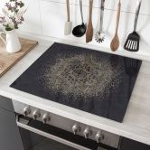 Herdabdeckplatte Elegantes Mandala in Schwarz-Gold - Bloomery Decor 