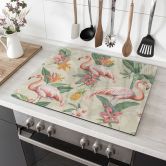 Herdabdeckplatte Exotik - Flamingo und tropische Blätter - Bloomery Decor 
