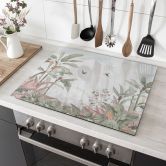 Herdabdeckplatte Tropische Idylle mit Kolibri Blau - Bloomery Decor 