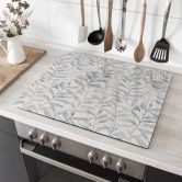 Afdekplaat voor kookplaat Delicate watercolour bladeren - Zacht grijs - Bloomery Decor  