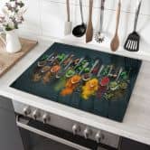 Stove cover plate Colorful variety of spices 